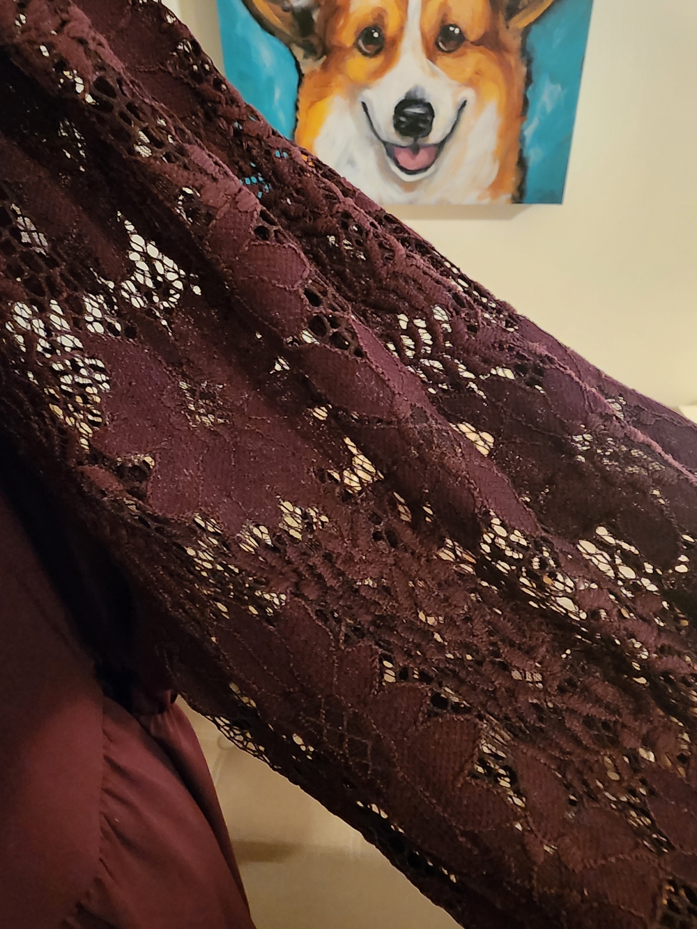 Maurices Plum Lace-Sleeve Square Neck Dress - Picture 5 of 7